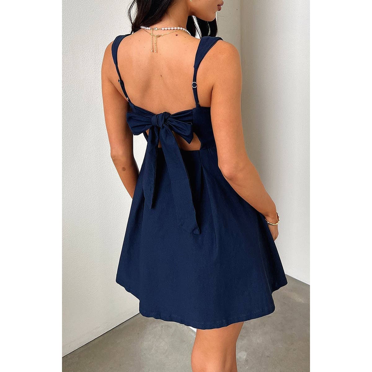 Solid Sleeveless Fit Wide Strap A Line Dress